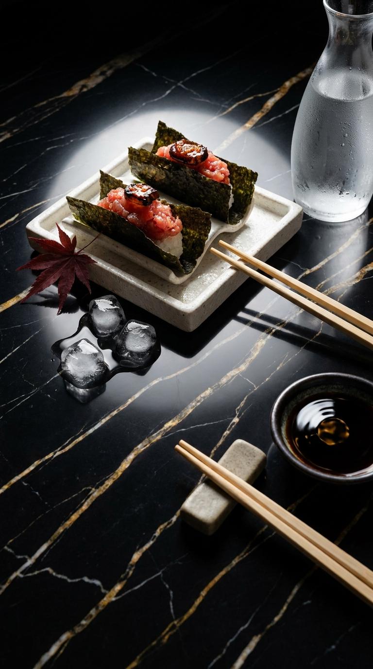 Memória Escura — Handroll de Maguro, Foie Gras e Tamago